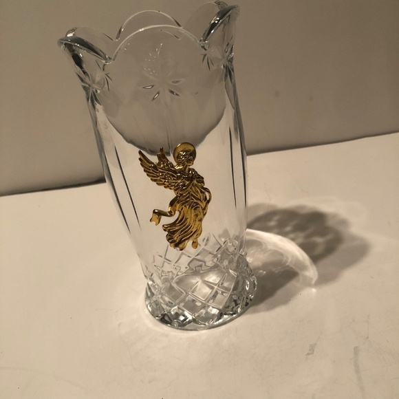 Teleflora 24% lead crystal candle cover with gold angel embellishment like new - Picture 2 of 6